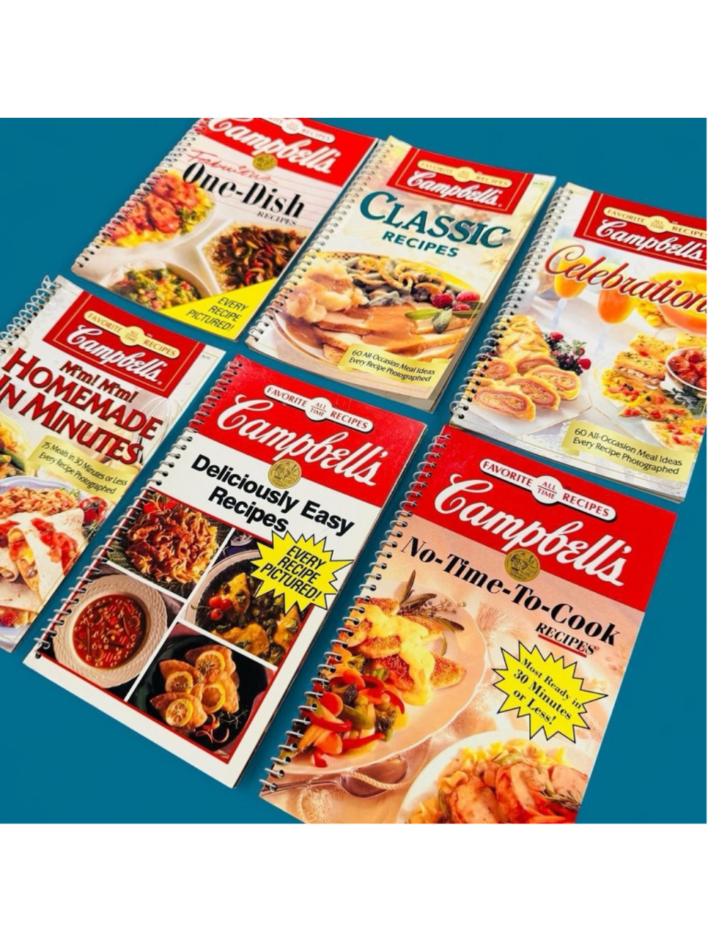 Campbell’s Cookbook Lot 6 Spiral Recipe Books Classic Easy One Dish VTG